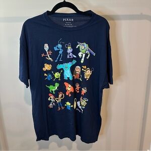 Vintage Pixar Shirt Mens Navy Blue Movies Characters Cartoons Cotton Size XL